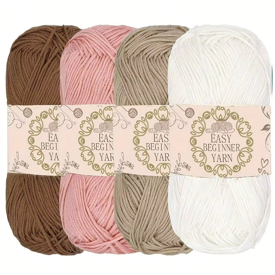 200g 4 Color 4 Ply 50g Ball Acrylic Yarn Knitting Set, Sweater Yarn Scarf Yarn Medium Weight Yarn, DIY Knitting Crochet Supplies Bag, For Handcrafted Hats, Scarves, Outerwear, Best Crochet Kit Gift
