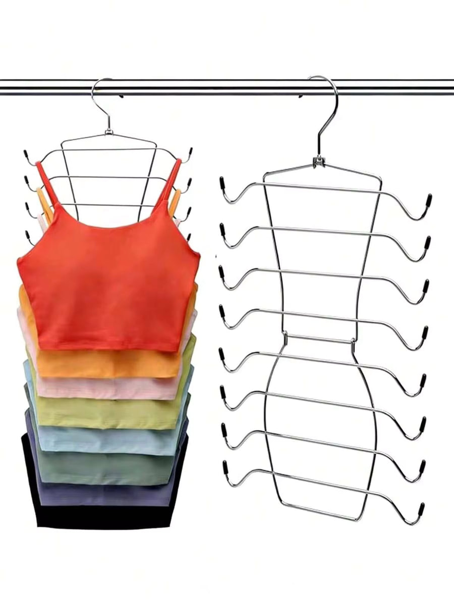 1pc Stainless Steel Folding Clothes Rack, Underwear Drying & Storage Rack, Metal 8/4 Tier Underwear Bra Hook, Multi-Layer Thickened Seamless Camisole & Tank Top Storage Rack