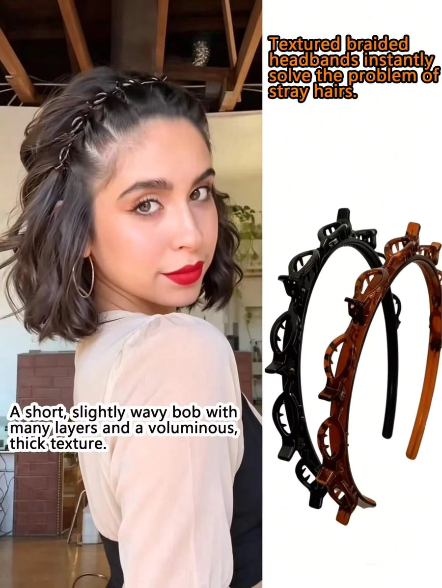 New Korean Style Hollow Woven Headband, Elastic Hair Tie, Bangs Clip, Hair Accessories, Women's Hair Accessories, Hairstyle Styling Tool, Beauty Product, Women's Curly Hair Accessories, Heatless Curls, Hair Accessories, Hair Clip