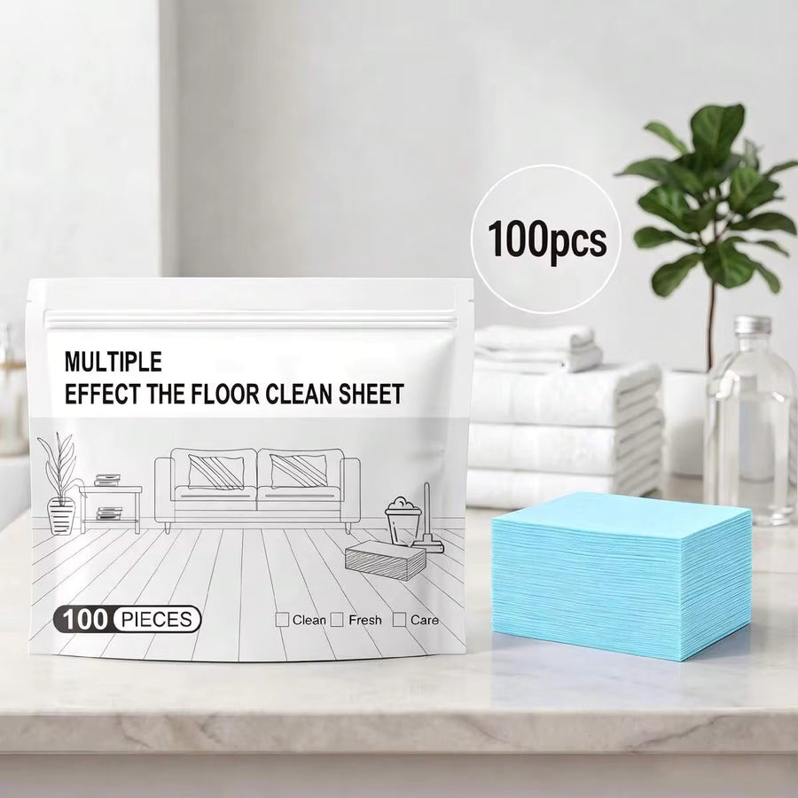 2026 New Multi-Effect Water-Soluble Floor Cleansing Sheets Fresh Scent Concentrated Care Slice, 100Pcs Multi-Surface Mopping Supplies For Tile Wood Laminate Kitchen Bathroom Hard Surface Household Cleaning Supplies