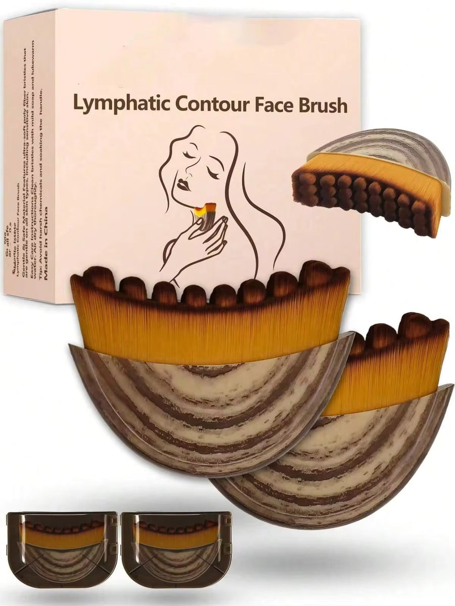 New Lymphatic Contour Facial Brush, Lymphatic Detox Facial Massage Brush, Suitable For Chin And Neck Contour, Soft For All Skin Types, Ergonomic Beauty Tool, Comes With Portable Storage Box