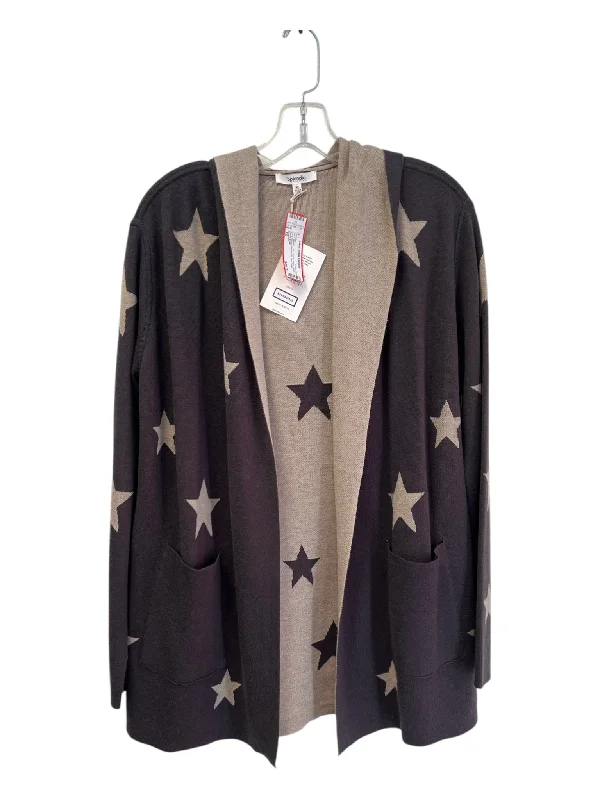 Dynamic Fashion Splendid Size XS Black & Tan Viscose Blend Hood Long Sleeve Reversible Sweater