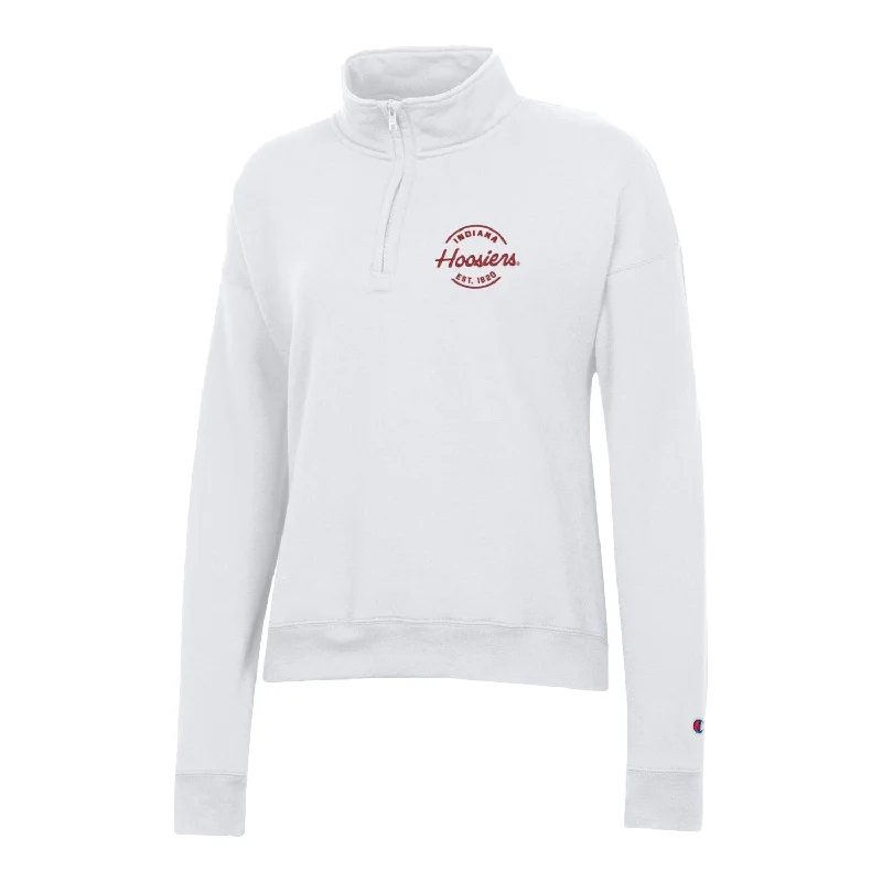 Fashion Design Ladies Indiana Hoosiers  Powerblend® Embroidered White 1/4 Zip