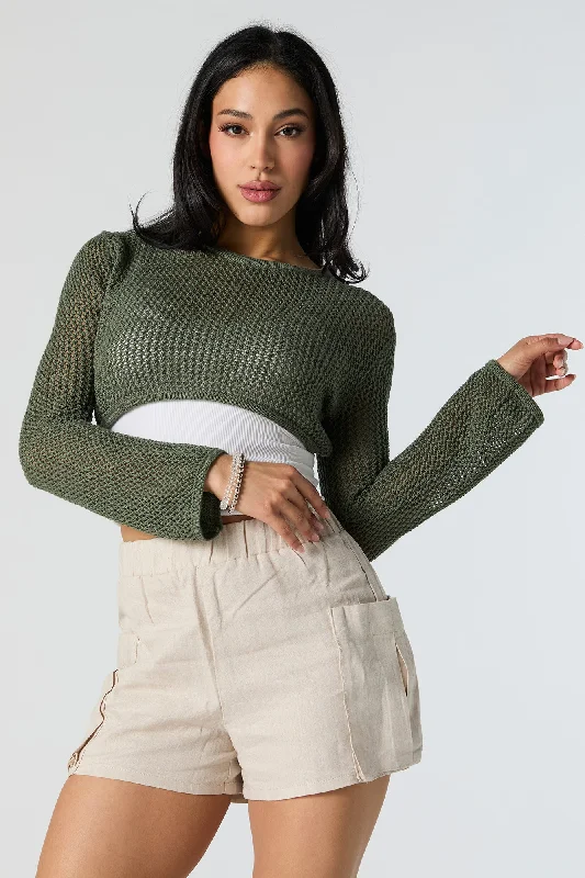Street Charm Open Knit Ultra Cropped Sweater