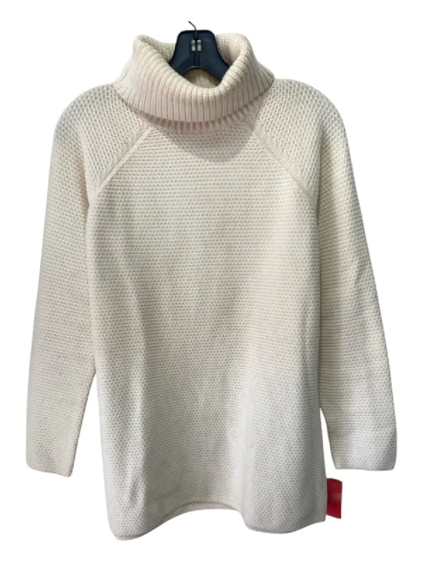 Short Design Tory Burch Size M Cream Cashmere Long Sleeve Turtle Neck Knit Sweater