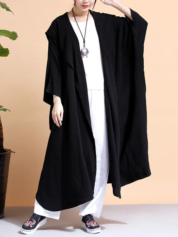 Floral Prints Batwing-sleeves Loose Cape Coat