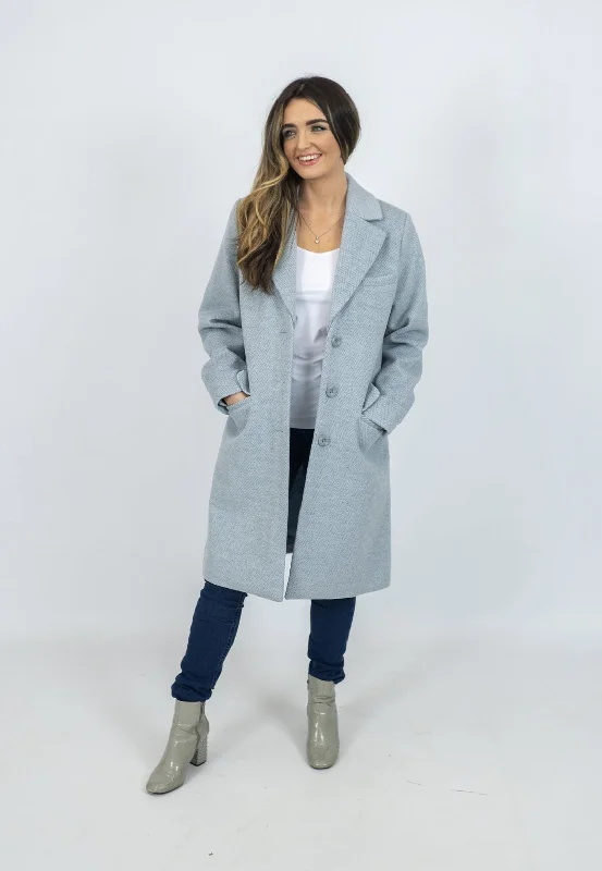 Cozy Street Style Md'M Blue Wool Coat