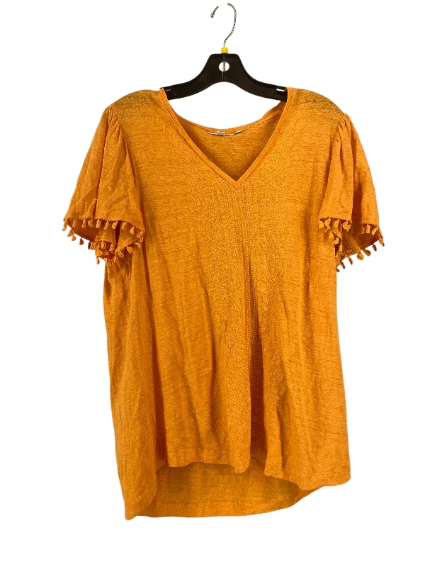 British Fashion Top Short Sleeve By Chicos In Orange, Size: 2