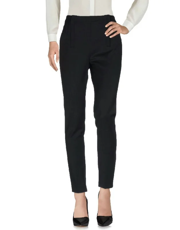 Cozy Chic Trends Women's Wool Blend Front & Ankle Zip Slim Pants In Black